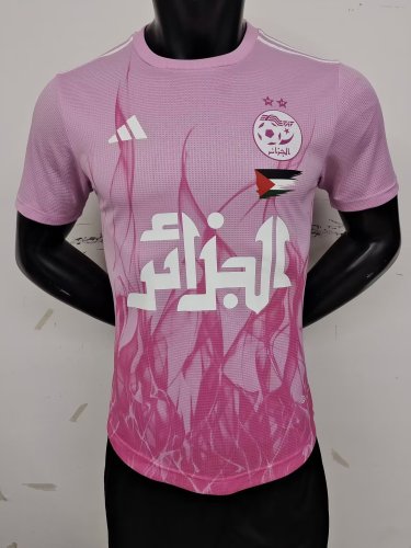 Player Version 2024 Algeria Pink Soccer Jersey Football Shirt