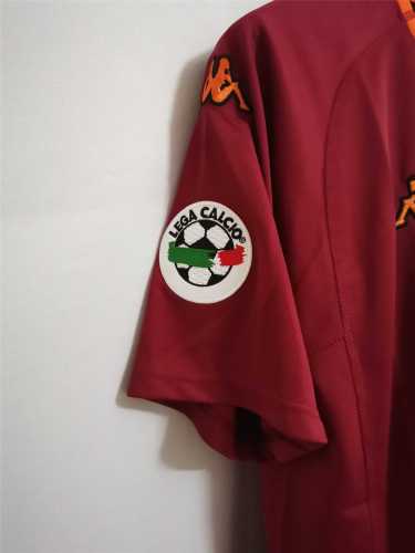 with Serie A Patch Retro Jersey 2000-2001 As Roma Home Soccer Jersey Vintage Football Shirt