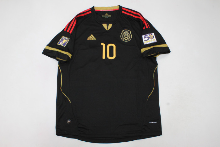 with Patch Retro Shirt 2011-2012 Mexico G.DOS SANTOS 10 Away Black Soccer Jersey Vintage Football Shirt