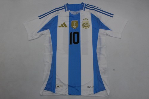 with FIFA World Champions 2022 Patch Fan Version Argentina 2024 MESSI 10 Home Soccer Jersey Football Shirt