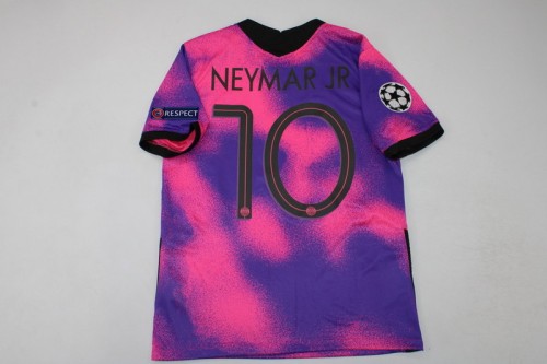 with UCL Patch Retro Jersey 2020-2021 PSG NEYMAR JR 10 Pink Soccer Jersey Vintage Paris Football Maillot