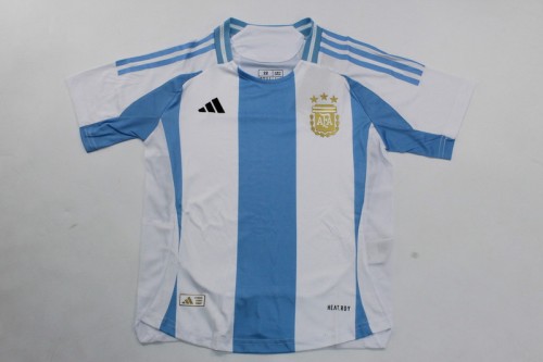 Player Version Youth Uniform Kids Kit 2024 Argentina Home Soccer Jersey Shorts Child Football Set