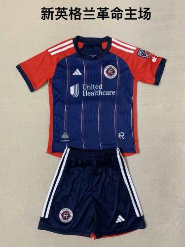 Youth Uniform Kids Kit New England Revolution 2024-2025 Home Soccer Jersey Shorts Child Football Set