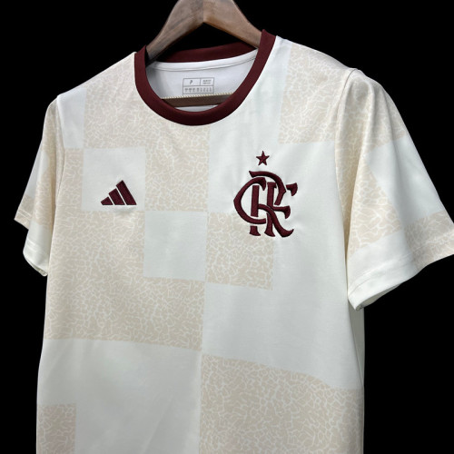 Fan Version 2024-2025 Flamengo White Soccer Training Jersey Football Shirt