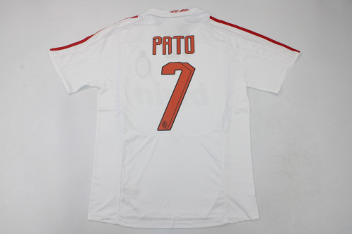 with Serie A+Trophy 7 Patch Retro Jersey 2007-2008 AC Milan PATO 7 Away White Soccer Jersey Vintage Football Shirt