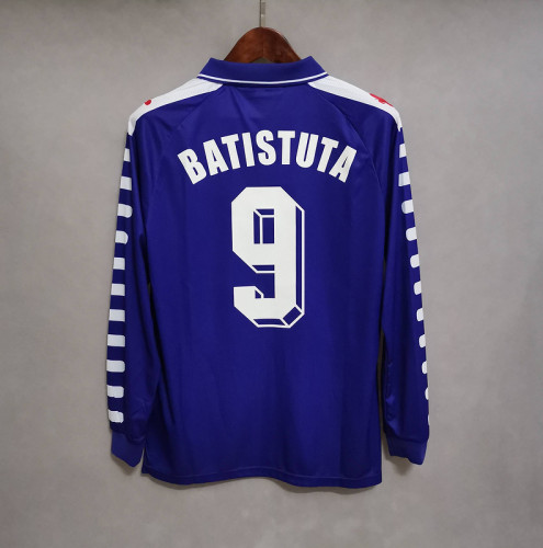 Long Sleeve Retro Jersey 1998-1999 Fiorentina BATISTUTA 9 Home Purple Soccer Jersey