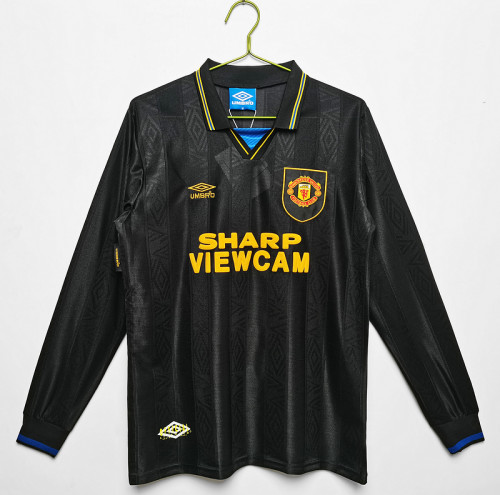 Long Sleeve Retro Jersey 1993-1995 Manchester United Away Black Soccer Jersey Vintage Football Shirt