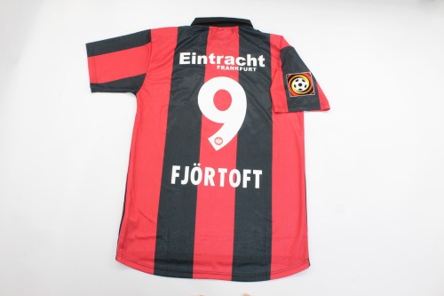 with Patch Retro Shirt 1999-2000 Eintracht Frankfurt FJORTOFT 9 Home Vintage Soccer Jersey