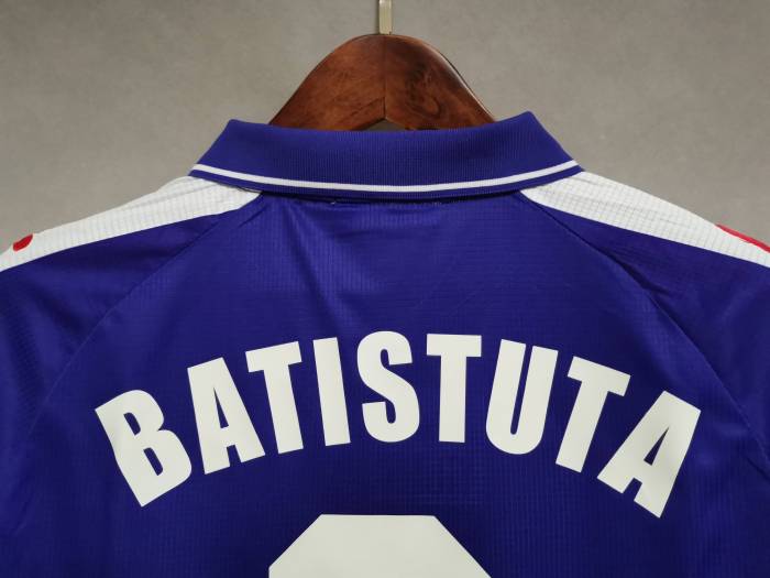 Long Sleeve Retro Jersey 1998-1999 Fiorentina BATISTUTA 9 Home Purple Soccer Jersey