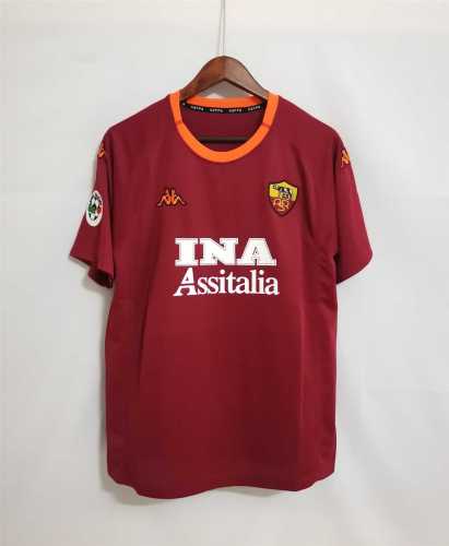 with Serie A Patch Retro Jersey 2000-2001 As Roma Home Soccer Jersey Vintage Football Shirt