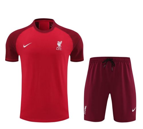 Adult Uniform 2024 Liverpool Red Soccer Training Jersey and Shorts Cotton Football Kits