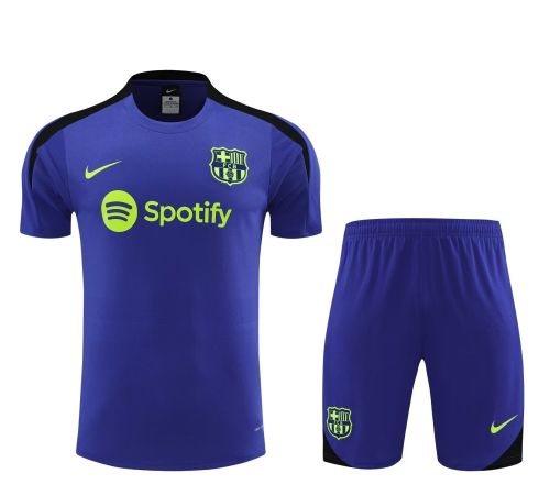 Adult Uniform 2024 Barcelona Dark Blue Soccer Training Jersey and Shorts Cotton Football Kits