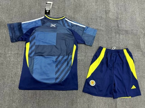 Youth Uniform Kids Kit Scotland 2024 Home Soccer Jersey Shorts Child Football Set