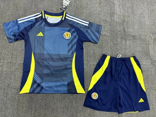 Youth Uniform Kids Kit Scotland 2024 Home Soccer Jersey Shorts Child Football Set