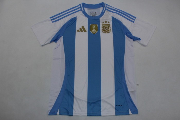 Adult Uniform with FIFA World Champions 2022 Patch Argentina 2024 Home Soccer Jersey Shorts Football Set
