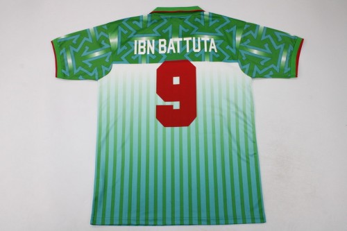 Retro Jersey 1994-1995 Morocco IBN BATTUTA 9 Away Green Soccer Jersey Vintage Football Shirt