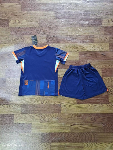 Youth Uniform Kids Kit Netherlands 2024 Away Soccer Jersey Shorts Holland Child Football Set