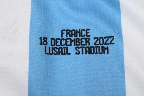 with Front Lettering+World Cup Patch Fan Version 2022 Argentina Home Soccer Jersey