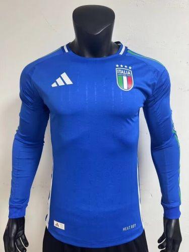 Player Version Long Sleeve Italy 2024 Home Soccer Jersey Football Shirt