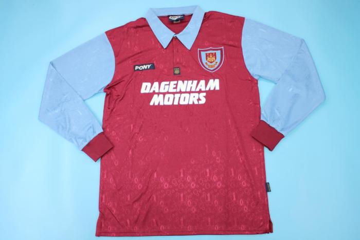 Long Sleeve Retro Jersey 1995-1997 West Ham United DICKS 3 Home Soccer Jersey