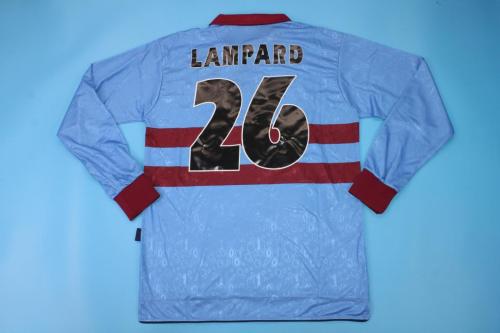 Long Sleeve Retro Jersey 1995-1997 West Ham United LAMPARD 26 Away Blue Soccer Jersey