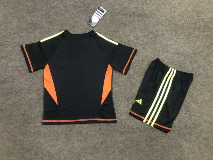 Youth Uniform Kids Kit Argentina 2024 Black Goalkeeper Soccer Jersey Shorts Child Football Set