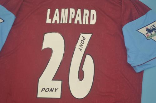 with EPL Patch Retro Jersey 1995-1997 West Ham United LAMPARD 26 Home Soccer Jersey Vintage Football Shirt