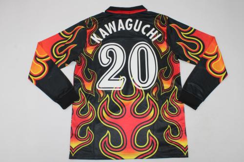 with Front Lettering Retro Jersey 1998 Long Sleeve Japan KAWAGUCHI 20 Red Flame Goalkeeper Soccer Jersey Vintage Football Shirt