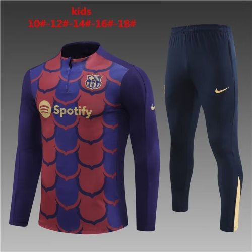 Youth 2024 Barcelona Blue/Red Soccer Training Sweater and Pants