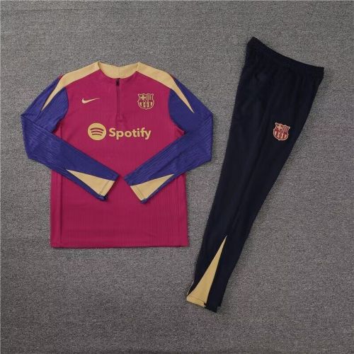2024 Barcelona Maroon/Blue Soccer Training Sweater and Pants