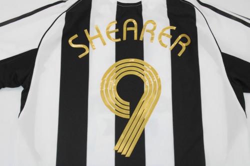 with Front Lettering Retro Jersey 2005-2006 Newcastle United SHEARER 9 Home White/Black Soccer Jersey Vintage Football Shirt