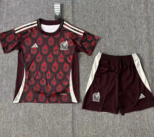 Youth Uniform Kids Kit Mexico 2024 Home Soccer Jersey Shorts Child Football Set