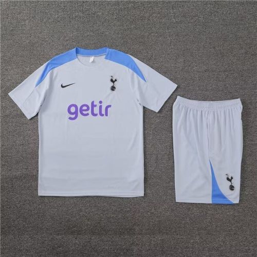 Adult Uniform 2024 Tottenham Hotspur Grey/Blue Soccer Training Jersey and Shorts Football Kits