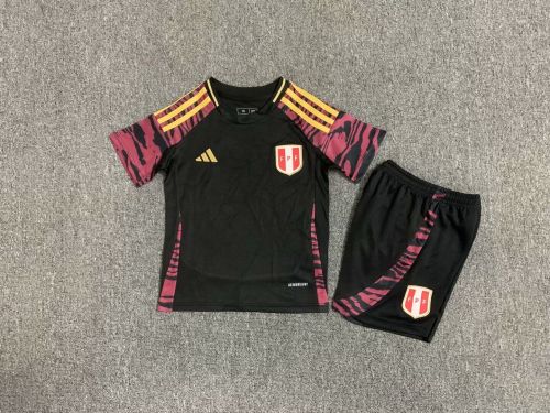 Youth Uniform Kids Kit Peru 2024 Away Soccer Jersey Shorts Child Football Set
