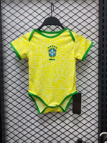 Baby Cloth Brazil 2024 Home Soccer Jersey Baby Onesies