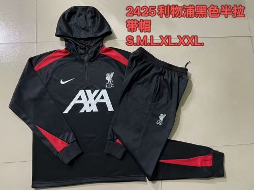 2024 Liverpool Black Soccer Training Hoodie and Pants Football Tracksuit