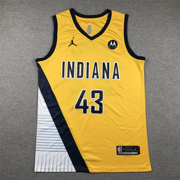 Indiana Pacers 43 SIAKAM Yellow NBA Shirt Basketball Jersey