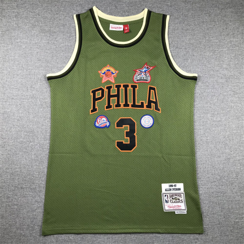 Mitchell&ness 1996-97 Philadelphia 76ers Basketball Shirt 3 ALLEN IVERSON Green NBA Jersey