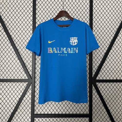 Fan Version 2023-2024 Barcelona X Balmain Blue Soccer Jersey
