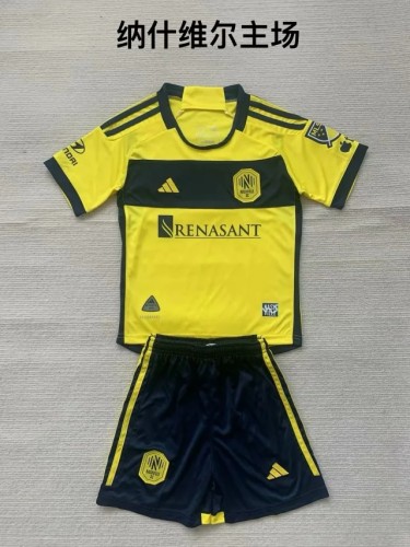Youth Uniform Kids Kit Nashville 2024-2025 Home Soccer Jersey Shorts Child Football Set