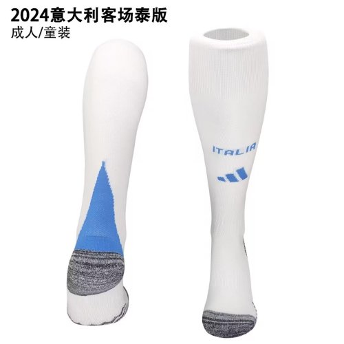 Youth/Adult Italy 2024 Away White Soccer Socks Football Socks