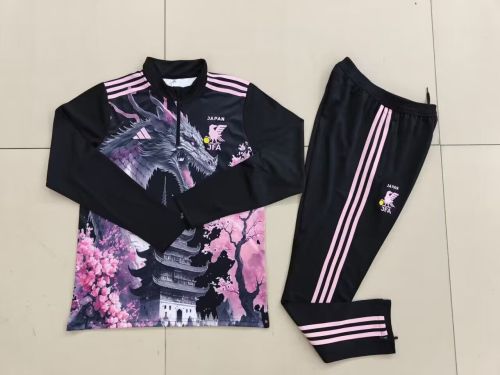 2024 Japan Black/Pink Soccer Training Sweater and Pants