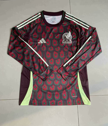 Long Sleeve Fan Version Mexico 2024 Home Soccer Jersey Adulto Camiseta de Futbol