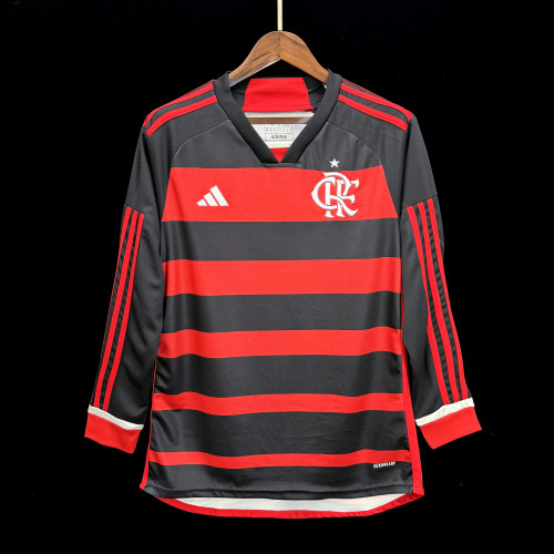Long Sleeve Fans Version 2024-2025 Flamengo Home Soccer Jersey Football Shirt