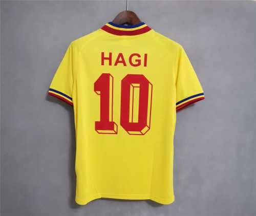 Retro Jersey 1994 Romania HAGI 10 Home Yellow Soccer Jersey Vintage Football Shirt