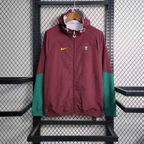 2024 Barcelona Dark Red/Green Soccer Windbreaker Jacket Football Jacket