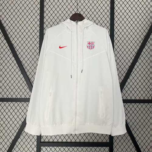2024 Barcelona White Soccer Windbreaker Jacket Football Jacket