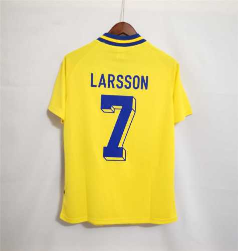 Retro Jersey 1994 Sweden LARSSON 7 Home Soccer Jersey Vintage Football Shirt