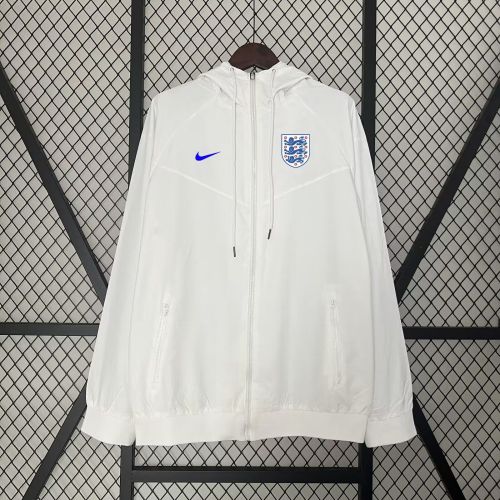 2024 England White Soccer Windbreaker Jacket Football Jacket