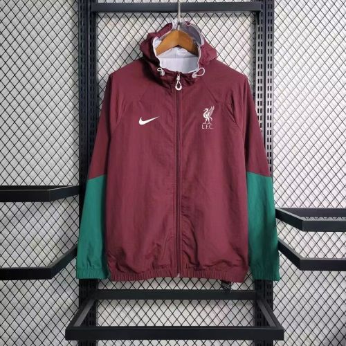 2024 Liverpool Dark Red/Green Soccer Windbreaker Jacket Football Jacket